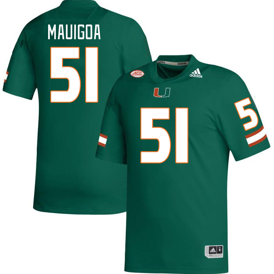 Men #51 Francisco Mauigoa Miami Hurricanes College Football Jerseys Stitched-Green